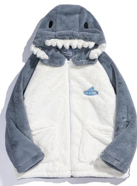 Mens Shark Hood Hooded Sweatshirt Parkas