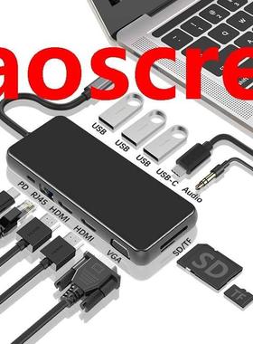 12 in 1 Type C USB Hub Docking Station USB3.1 to Ethernet Po