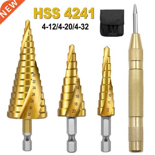 3Pcs HSS Titanium Coated Spiral Groove Step Drill Bit 1/4&qu