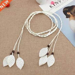 Sale 0.7cm Elastic Woven Rope Waist Vintage Belts Women Leav