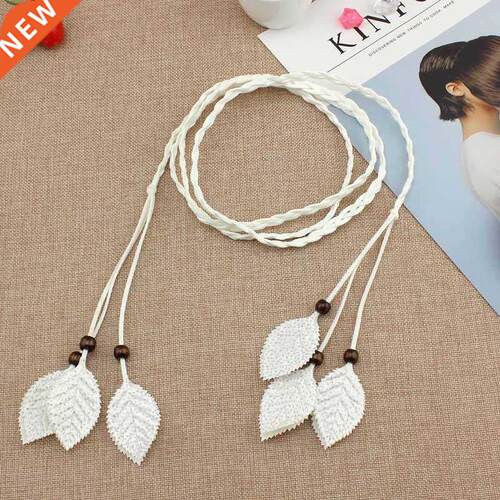 Sale 0.7cm Elastic Woven Rope Waist Vintage Belts Women Leav