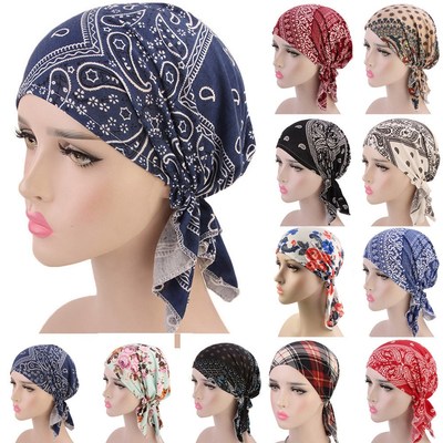 Women Ruffle Ethnic style Hat Beanie Scarf Turban Head Wrap
