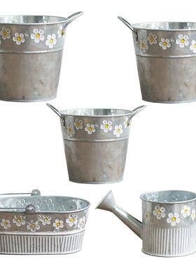 Vintage Iron Flower Pot Desktop Flowers Vase Plant Flowerpot