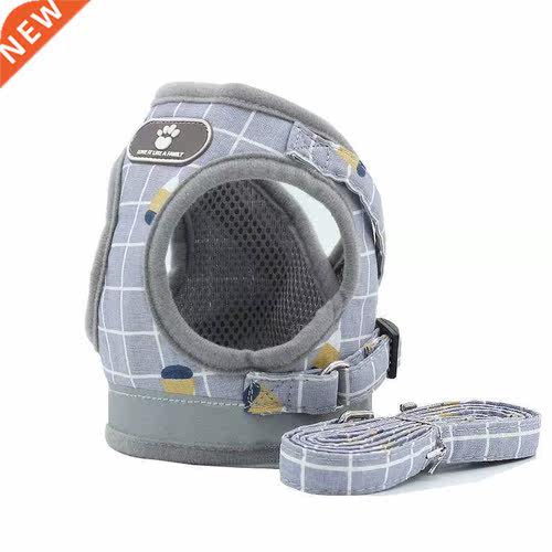 Small And Medium Dog Harness Reflective Plaid Breathable Pol