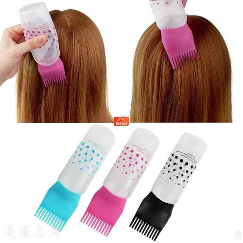 3 Colors Shampoo Bottle Plastic Oil Comb Applicator Bottles