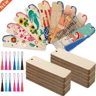 36pcs Wood Blank Bookmarks DIY Wooden Craft Bookmark Unfinis