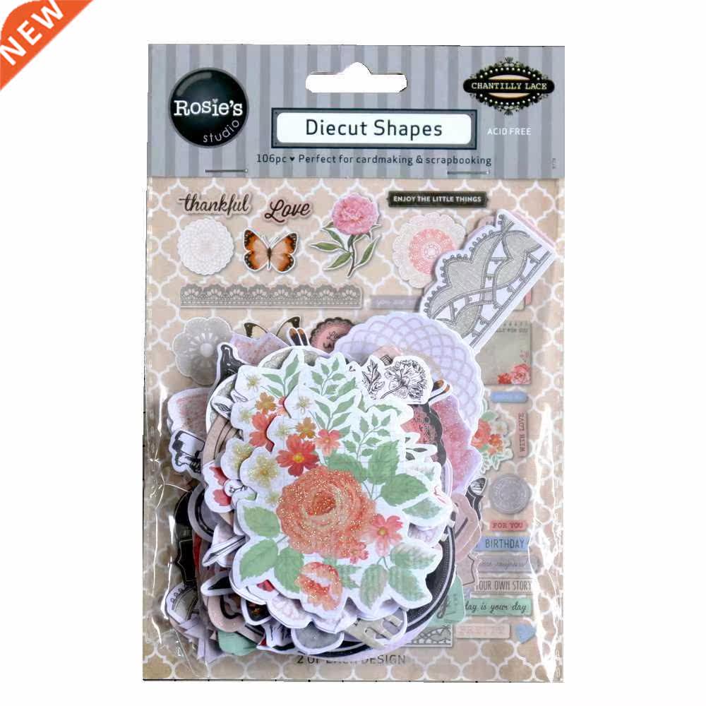 CRZCrafter Paper Diecuts Shapes Ephemera 106pcs Printed Gli