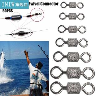 50PCS/Lot Fishing Rolling Swivel Connector Stainless Steel D