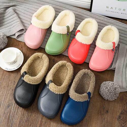 Unisex Home Shoes Winter EVA Clogs Indoor Plush Warm Slipper