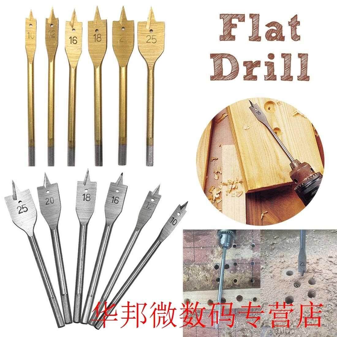 Woodworking Flat Drill Bit 6pcs/set 10mm-25mm Steel Wood Fla