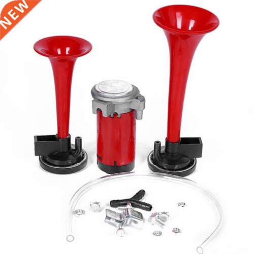 178DB Super-Loud Red 12V Air Horn Dual Trumpet Compressor Ca