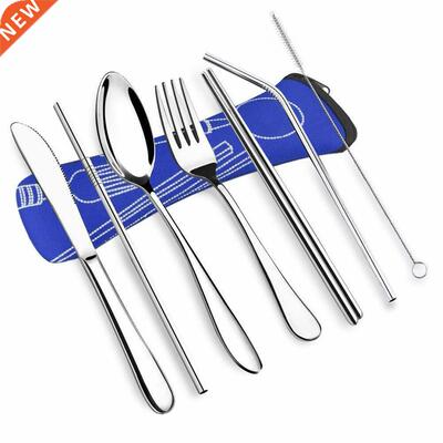 Portable Lunch Tableware Cutlery Set Stainless Steel Spoon F