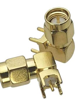 1Pcs Connector SMA Male plug Right angle Solder PCB Mount RF