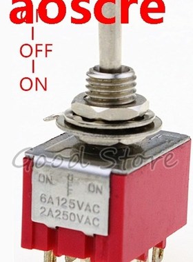 MTS-303 Red ON-OFF-ON  6MM Latching Switches 3 Position 3P2T