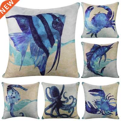 6 Pack Mediterranean Style Throw Pillow Case,Ocean Theme Dec
