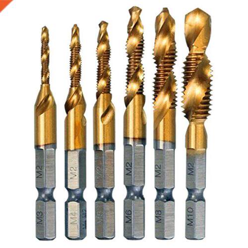6Pcs HSS Titanium M3 M10 Combination Hex Deburr Countersink