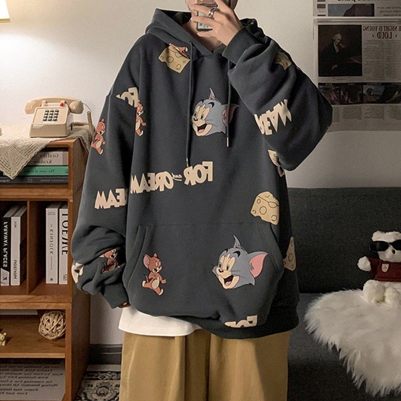 Cartoon Printed Oversized Hoodies Women Harajuku Pullover Ca