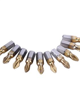 10pcs Head Bits Cr-V Steel Bits Kit Antiskid S2 Ti-plated PH