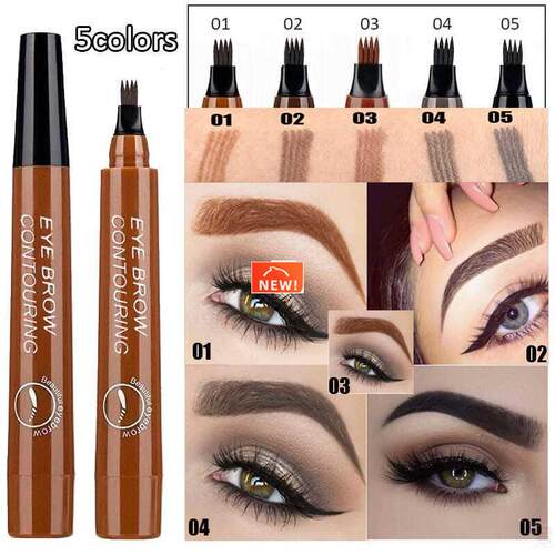 4 Head Fork Tip Eyebrow Tattoo Pen Liquid Brow Enhancer Dye