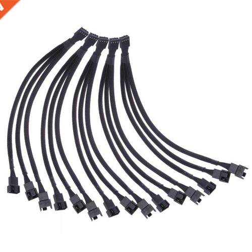 1/2/5pcs 4 pin PWM Fan Cable 1 to 3 ways Splitter Black Slee