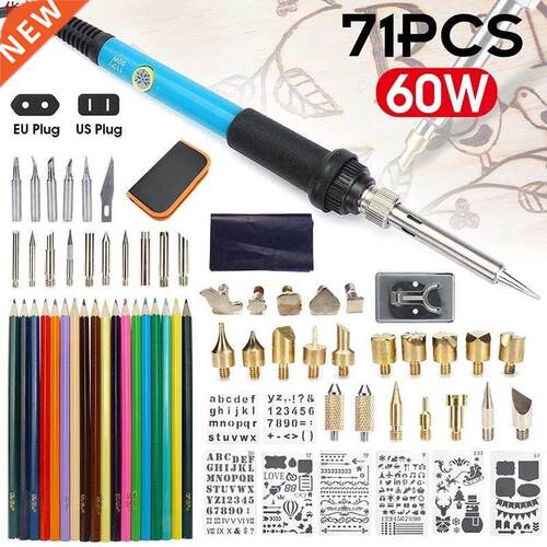 760W Pen Pyrography Solder Iron Tool Kit Set Adjustable Wood
