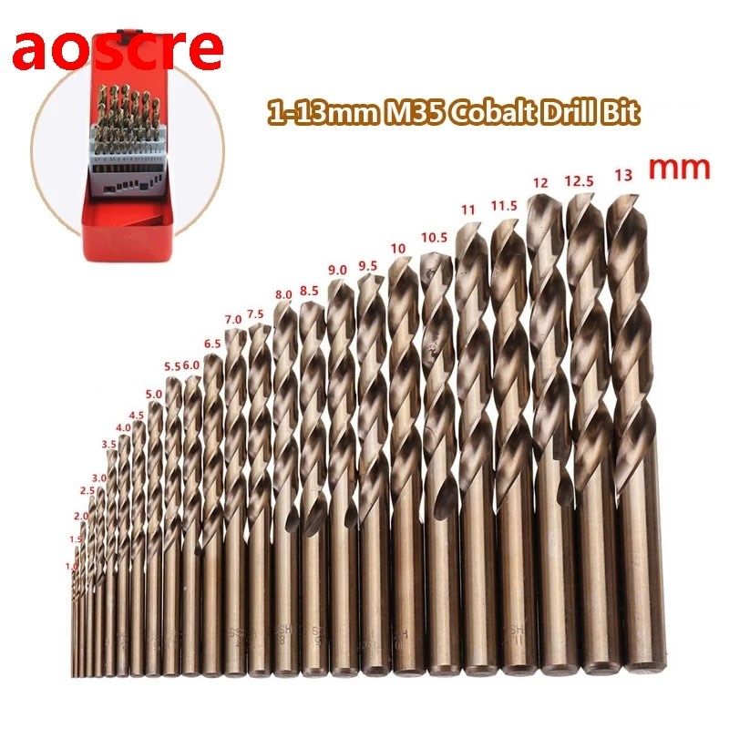 25Pcs 1-13mm HSS-Co Cobalt M35 Twist Drill Bit Power Tools A