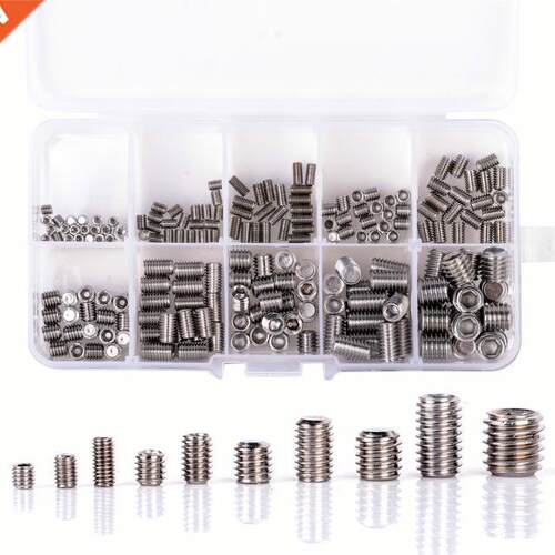 200pcs 304 Stainless Steel Grub Screws Hex Socket Screw Asso