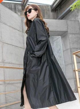 Black and Red Long Raincoat Women Waterproof Hood, Ladies R