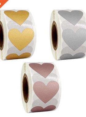 300Pcs Heart Shape Silver Gold Stickers Stamp Envelopes Card