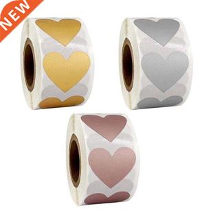 300Pcs Heart Shape Silver Gold Stickers Stamp Envelopes Card