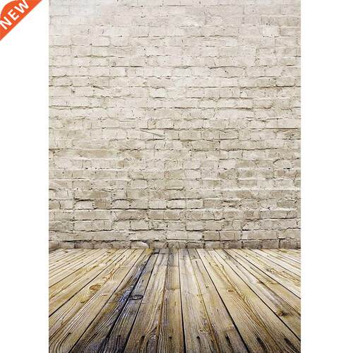 White Various Brick Wall Wood Board Floor Backdrop Decor Bab