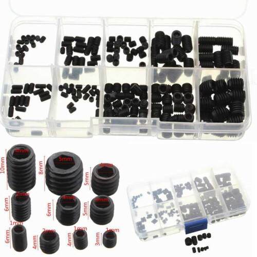 200pcs Black Allen Head Socket Hex Set Grub Screw Cup Point