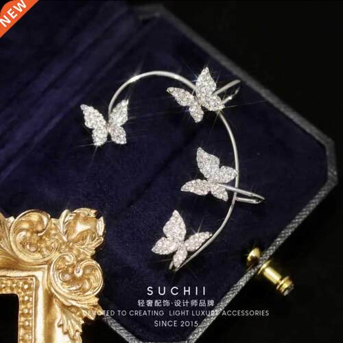 1 pcs Fashion Crystal Butterfly Ear Clip Earring New Gold Ea