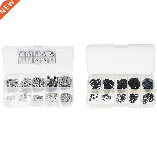 120PCS Black /200PCS Silver M1.5-M10 E Clip Washer Assortmen