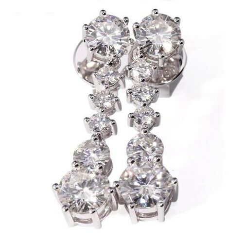 Huitan Luxury Long Round CZ Hanging Earrings Women Simple an