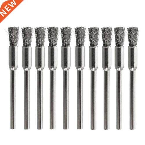 10pcs/set 3mm Shank Wire Brush Stainless Steel Head Removal