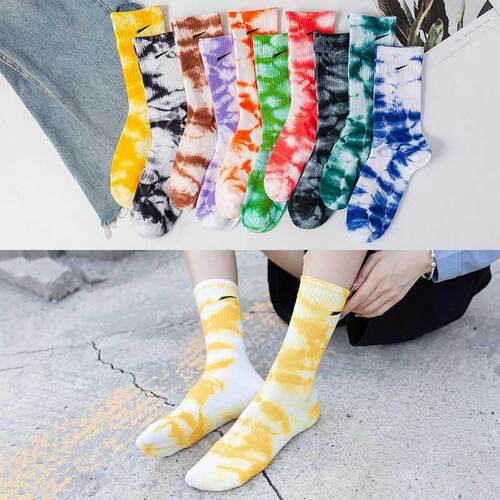 New Fashion Tie-dye Men and Women Socks Cotton Colorful Vort