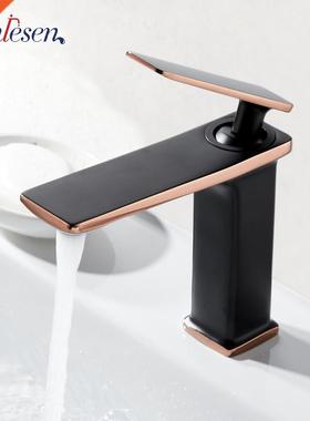 Senlesen Basin Faucet Bathroom Mixer Tap Black Golden Deck