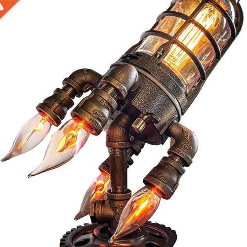 Steam Punk Rocket Lamp With Bulbs Table Lamp Steampunk Style