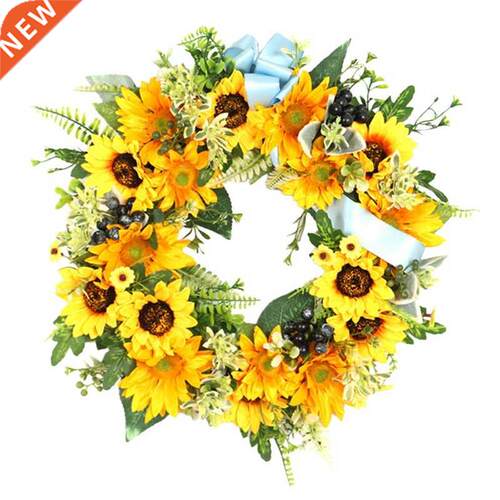 Artificial Bee Festival Sunflower Wreath Summer Wreath for F