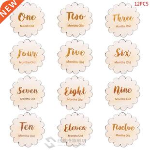 12 Pcs/set Handmade Baby Milestone Card Vintage Leaf Numbers