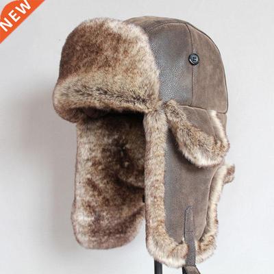 Bomber Hats Winter Men Warm Russian Ushanka Hat with Ear Fla