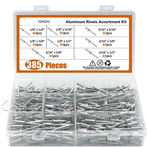 85pcs Aluminum Dome Head Blind Pop Rivets M.2 M4 Assortmen
