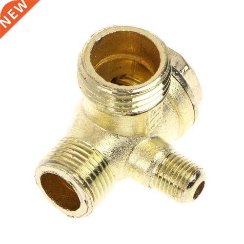 Male Thread 3 Way Metal Air Compressor Check Valve Gold Tone
