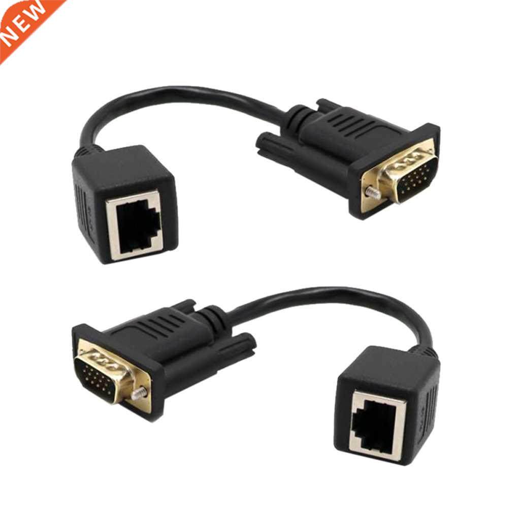 2xVGA 15pin Male Extender To Lan Cat5 RJ45 Converter Etherne