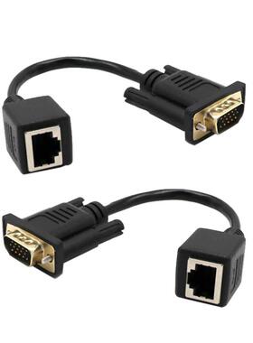 2xVGA 15pin Male Extender To Lan Cat5 RJ45 Converter Etherne