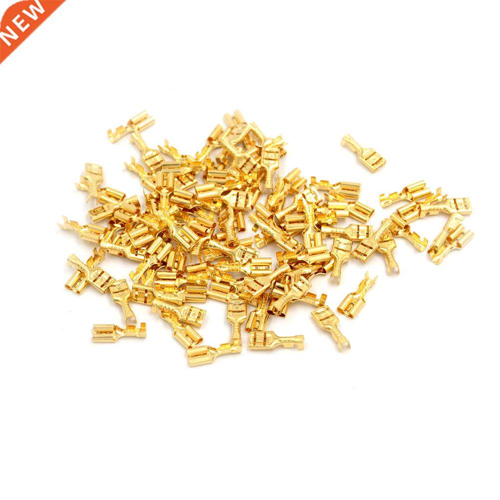 100pcs 4.8mm Brass Crimp Terminal Female Spade Crimp Termina