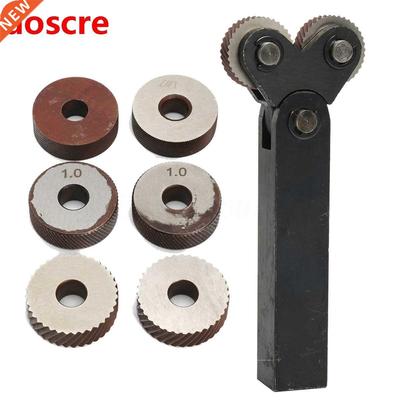 7pcs Steel Dual Wheel Knurling Tool Set with Diagonal Linear