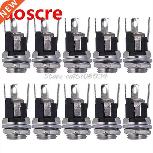 10Pcs DC Power Supply Jack Socket Female Panel Mount Connect