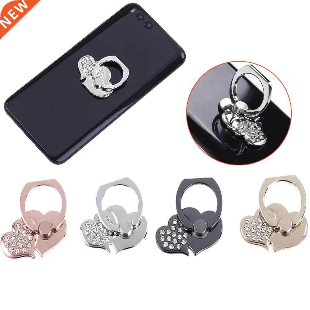 Diamond 60 Degree Double Heart Shape Mobile Phone Stand Cel